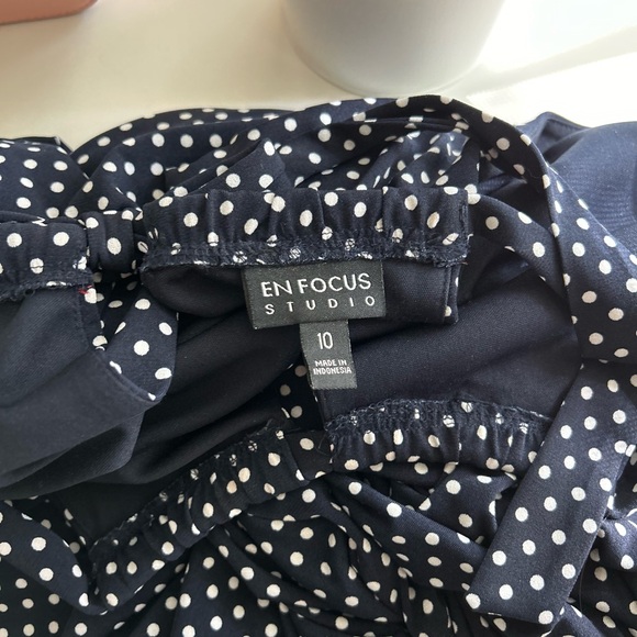 Navy Polka Dot Sleeveless Dress 10 - Picture 10 of 11